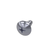 Silver pan head screw with Phillips cross slot drive.