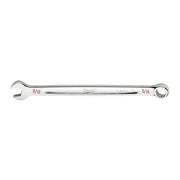 Silver combination wrench with open jaw on left end and closed ring on right end, marked 5/16 inch on both sides.