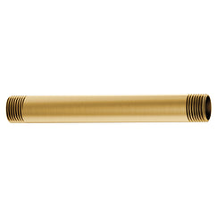 Brushed gold straight shower arm with threaded ends on both sides.