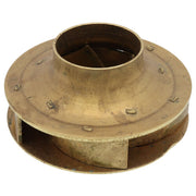 Brass impeller with curved blades and central inlet, 4-1/4 inches in diameter.