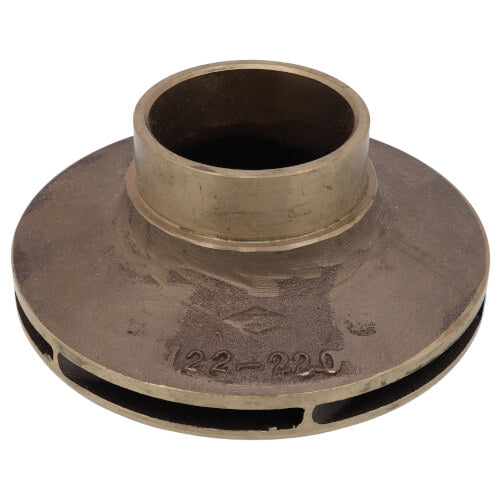 Brass impeller with 6-inch diameter, featuring a central hub and flat blade design with visible part number marking.