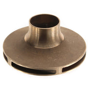 Brass impeller with flat circular base and central cylindrical hub featuring intake slots around the perimeter.