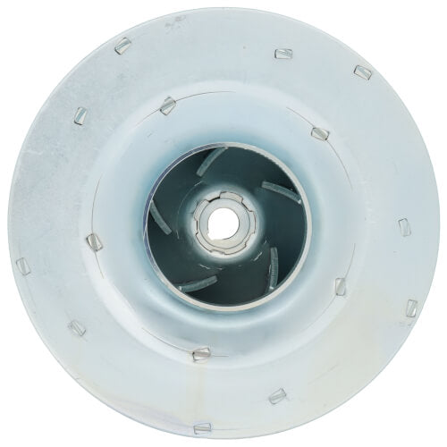 Light blue steel impeller with dark center hub and curved blades, 5-1/4 inch diameter pump component.