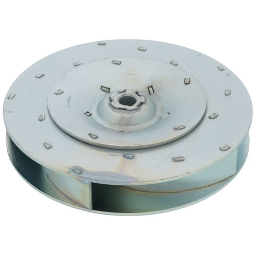 Bell & Gossett Series PD steel impeller with 5-1/4 inch diameter, featuring curved blades and center hub with mounting hole.