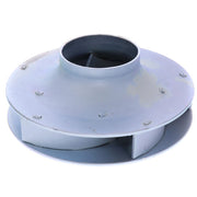 Steel pump impeller with 4-3/4 inch diameter, curved blade design, and central mounting bore.