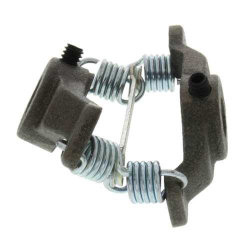 Metal coupler assembly with two dark gray flanged ends connected by four chrome springs in a circular configuration.