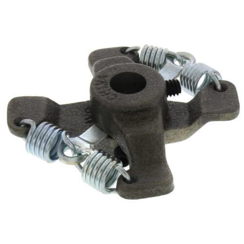 Bell & Gossett coupler assembly with gray cast iron body, central bore, and four threaded metal connectors.