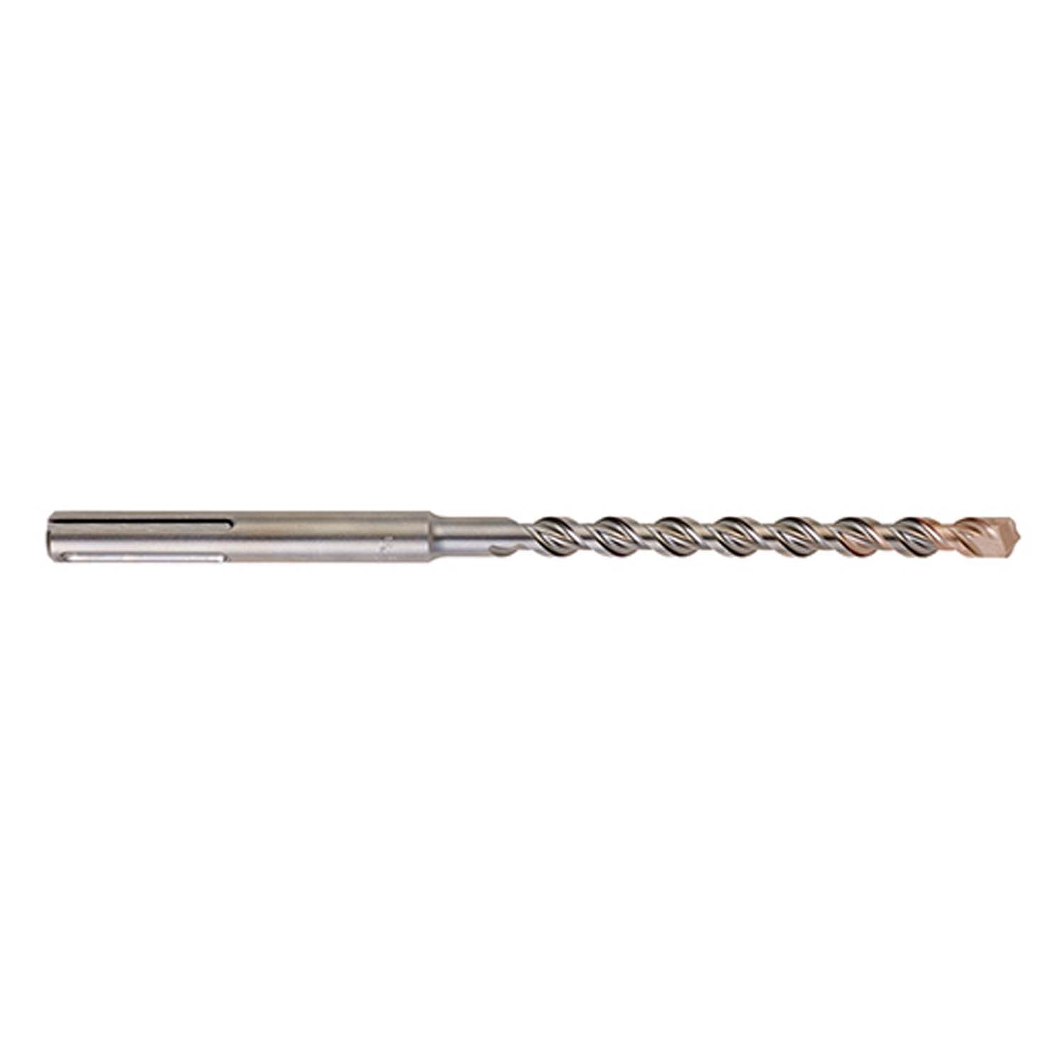 Milwaukee SDS-Max drill bit with spiral flutes and cylindrical shank on white background.