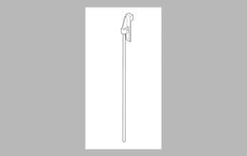 Stainless steel lift rod and slider assembly with handle fitting at top.