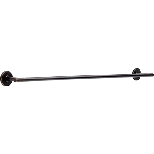 Black matte metal towel bar with circular wall-mounted brackets on each end.