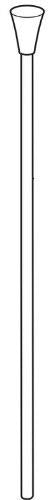Chrome lift rod and finial assembly with tapered cup top and cylindrical shaft.