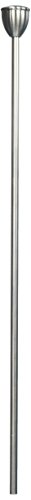 Brushed nickel lift rod with conical cap and long metal shaft.