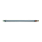 Stainless steel gas connector with brass fittings on each end, 36 inches long.
