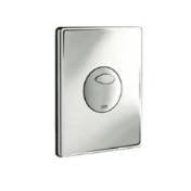 Grohe Skate chrome wall plate with oval flush button for toilet cistern.