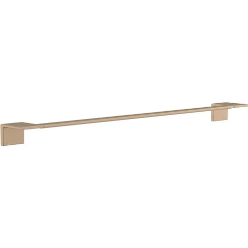Champagne bronze towel bar with square mounting brackets on each end.