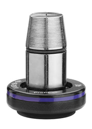 Milwaukee ProPEX 1-1/4-inch expander head with threaded metal cone and black rubberized base with purple band.