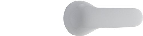 White metal lever handle for tub and shower faucet with rounded knob and elongated arm.