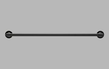 Brizo Odin 24" towel bar with matte black finish and circular mounting hardware on each end.