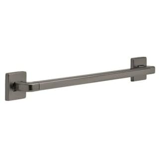 Chrome angular grab bar with square mounting plates on each end for bathroom wall installation.