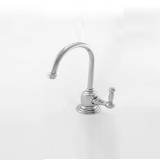 Antique nickel single-handle cold water dispenser faucet with curved spout on white background.
