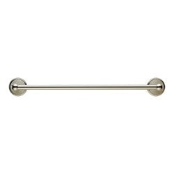 Polished nickel towel bar with circular mounting flanges on each end, 24 inches long.