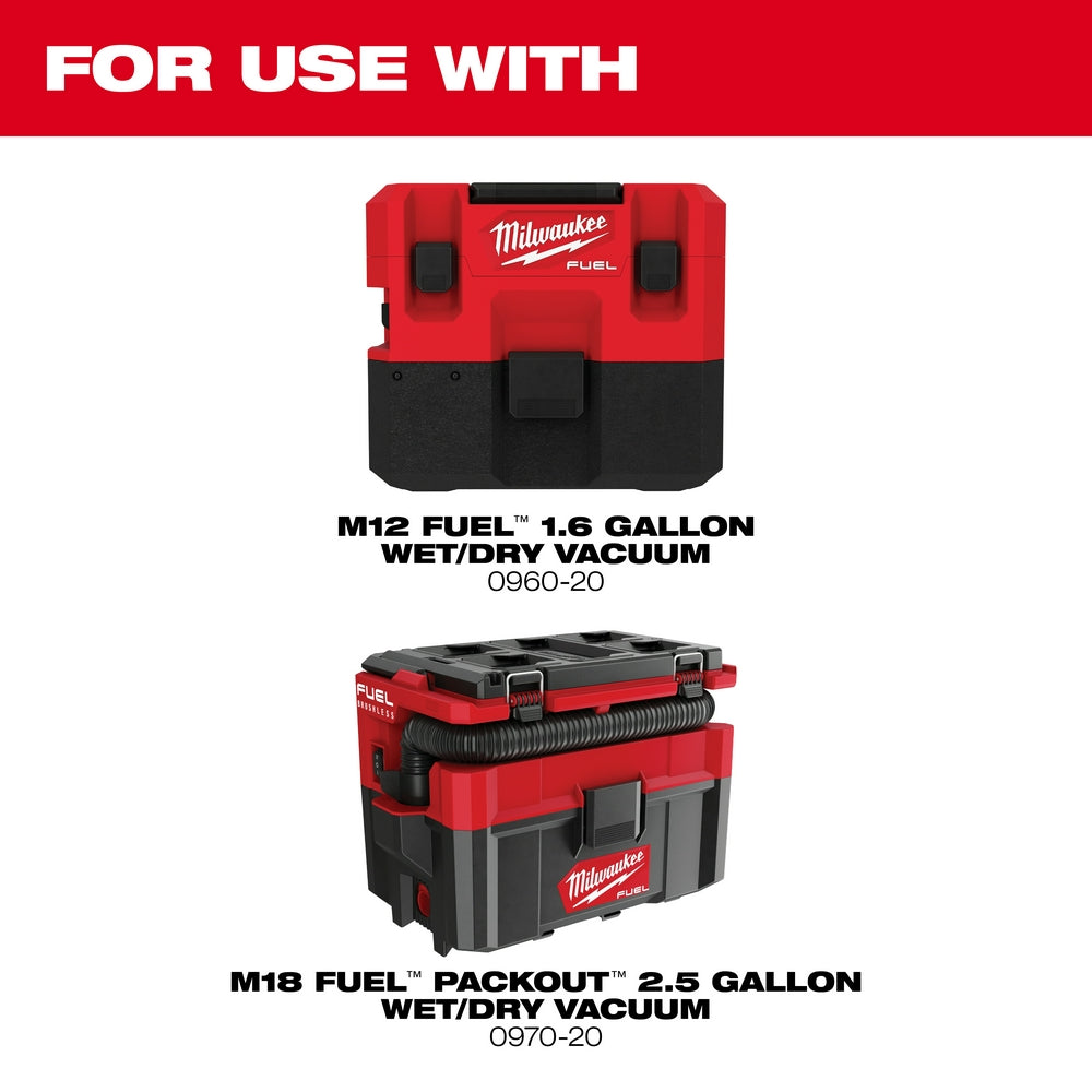 Three fleece dust bags compatible with Milwaukee M12 and M18 wet/dry vacuums.
