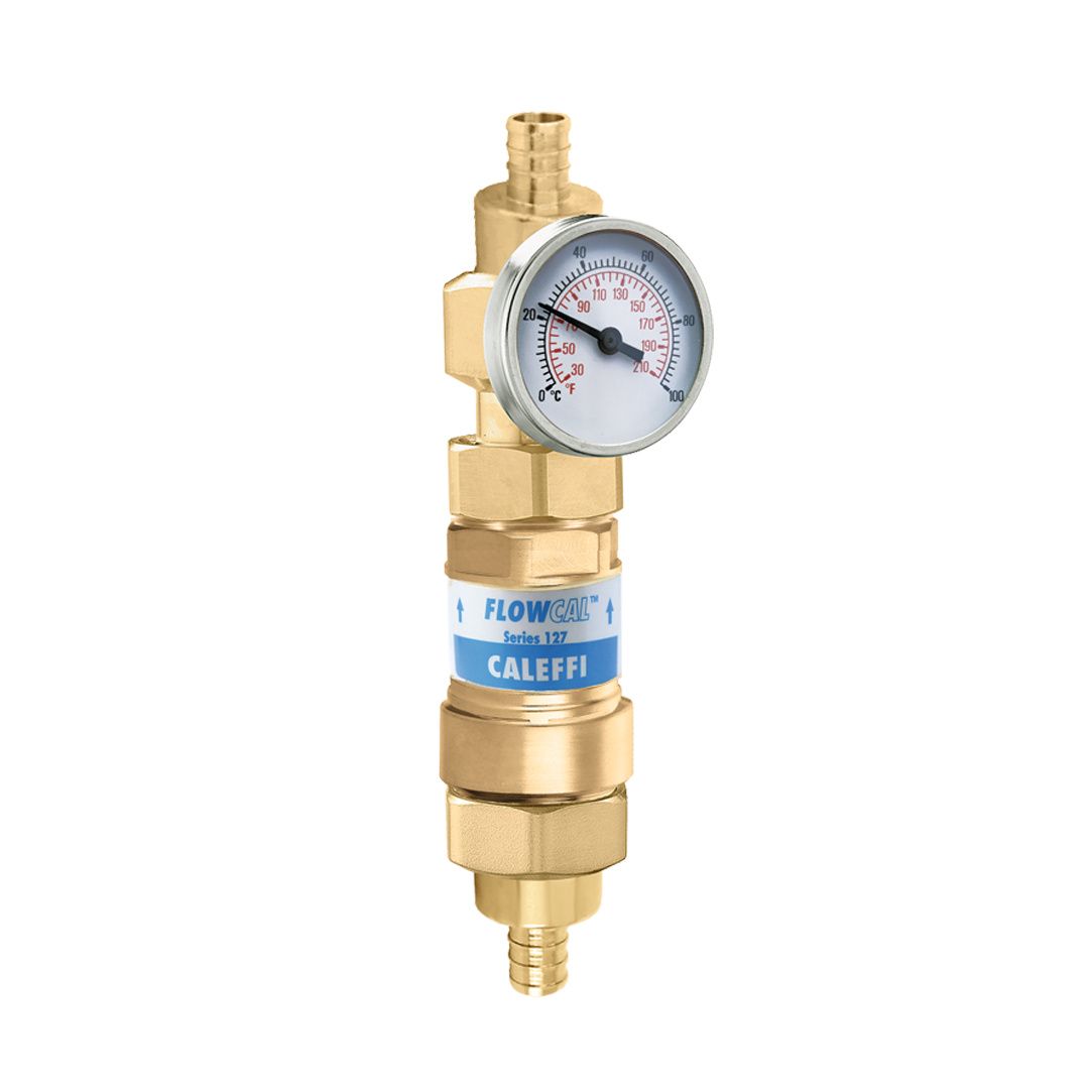 Caleffi FlowCal+ PIBV 1/2" PEX Expansion w/ Check & Gauge 127143AFC