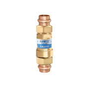 Brass and copper pressure independent balancing valve with blue Caleffi label and press fittings on both ends.