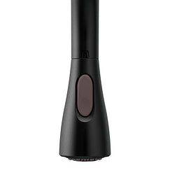 Matte black handheld wand attachment with gray button and cylindrical nozzle head.