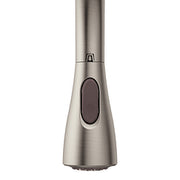 Stainless steel wand attachment with trigger control and perforated spray head.