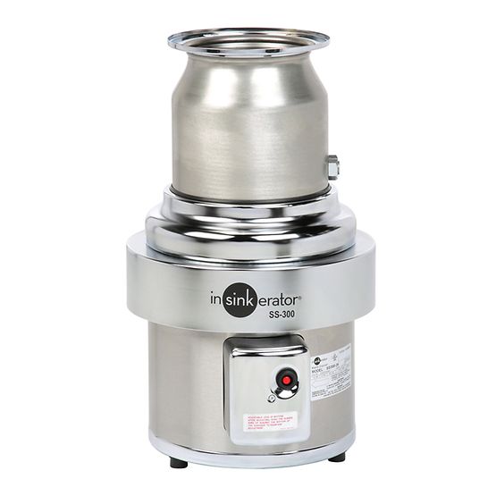 InSinkErator SS-300 stainless steel foodservice disposer with cylindrical grinding chamber and control panel.
