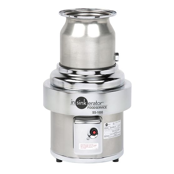 InSinkErator SS-1000 stainless steel food disposer with cylindrical chamber, control panel, and mounting flange.
