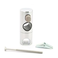 Chrome slide bar holder with adjustable slider rings, flexible hose connector, and mounting hardware included.