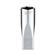 Milwaukee chrome deep socket with 6-point hex opening and 1/2 in. size marking on lower body.