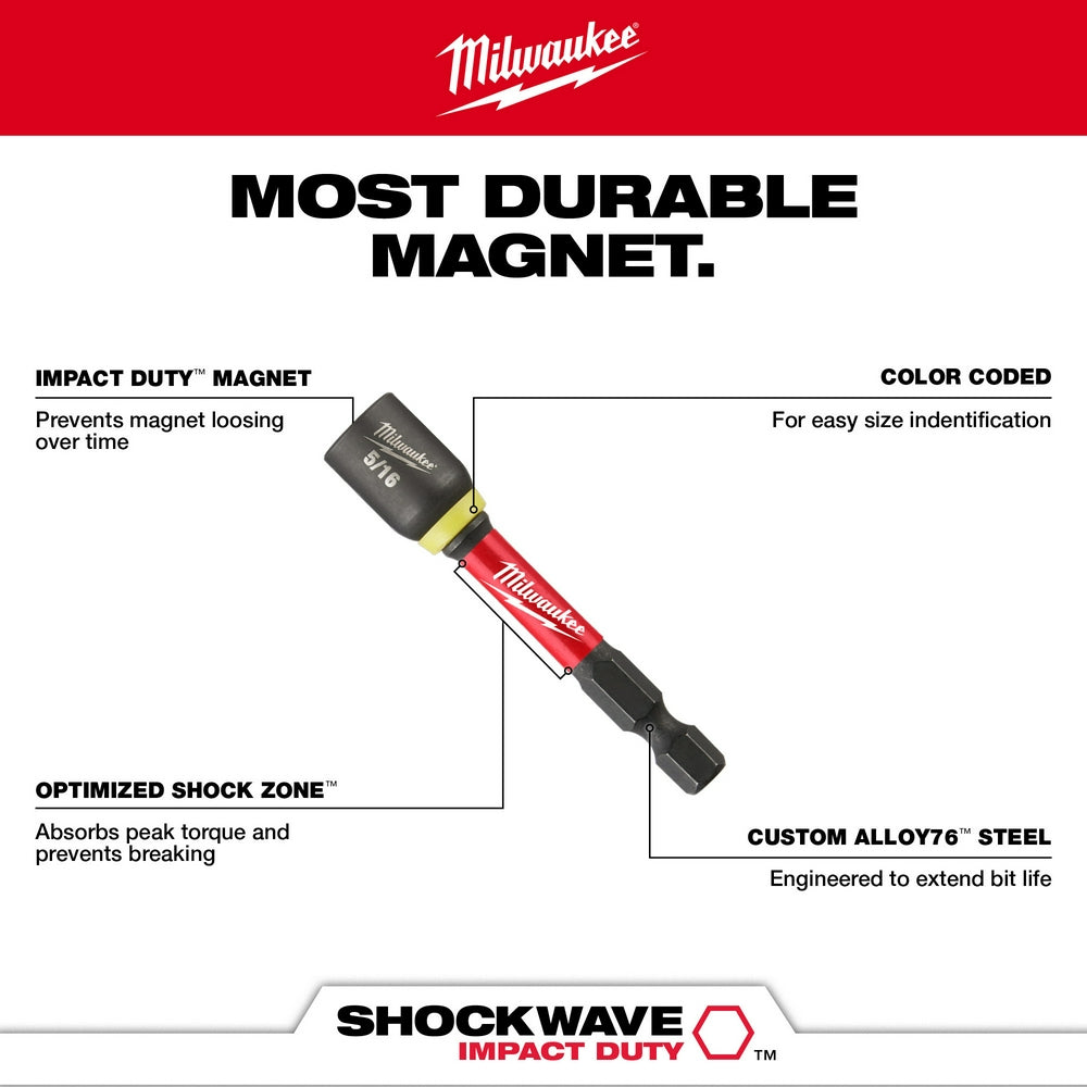 Milwaukee 49-66-4537 Shockwave Impact Duty 1/2" x 2-9/16" Magnetic Nut Driver