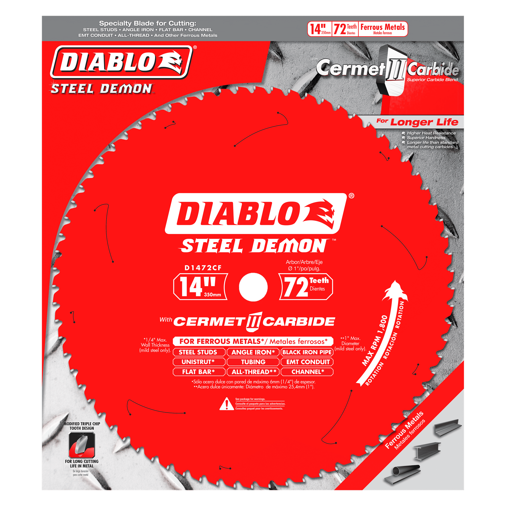 Diablo Steel Demon Cermet II 14 inch, 72-Teeth Saw Blade - D1472CF
