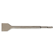 Steel flat chisel with SDS Plus shank, 3/4 inch wide blade for demolition work.