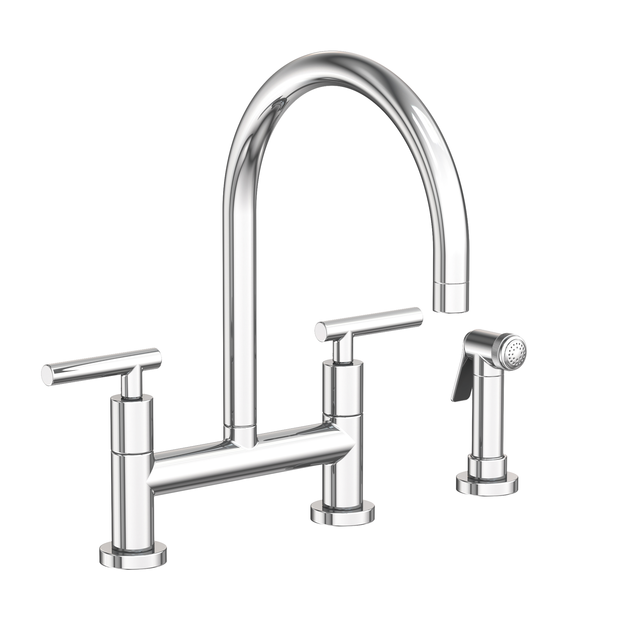 Newport Brass East Linear 1.8 GPM Widespread Bridge Kitchen Faucet with Side Spray