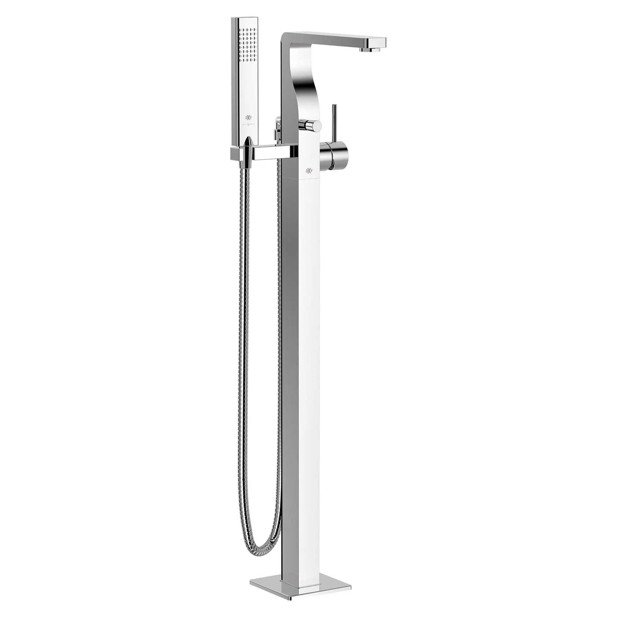 Grohe Equality Square Floor Mount Free Standing Bathtub Filler with Hand Shower - Polished Chrome