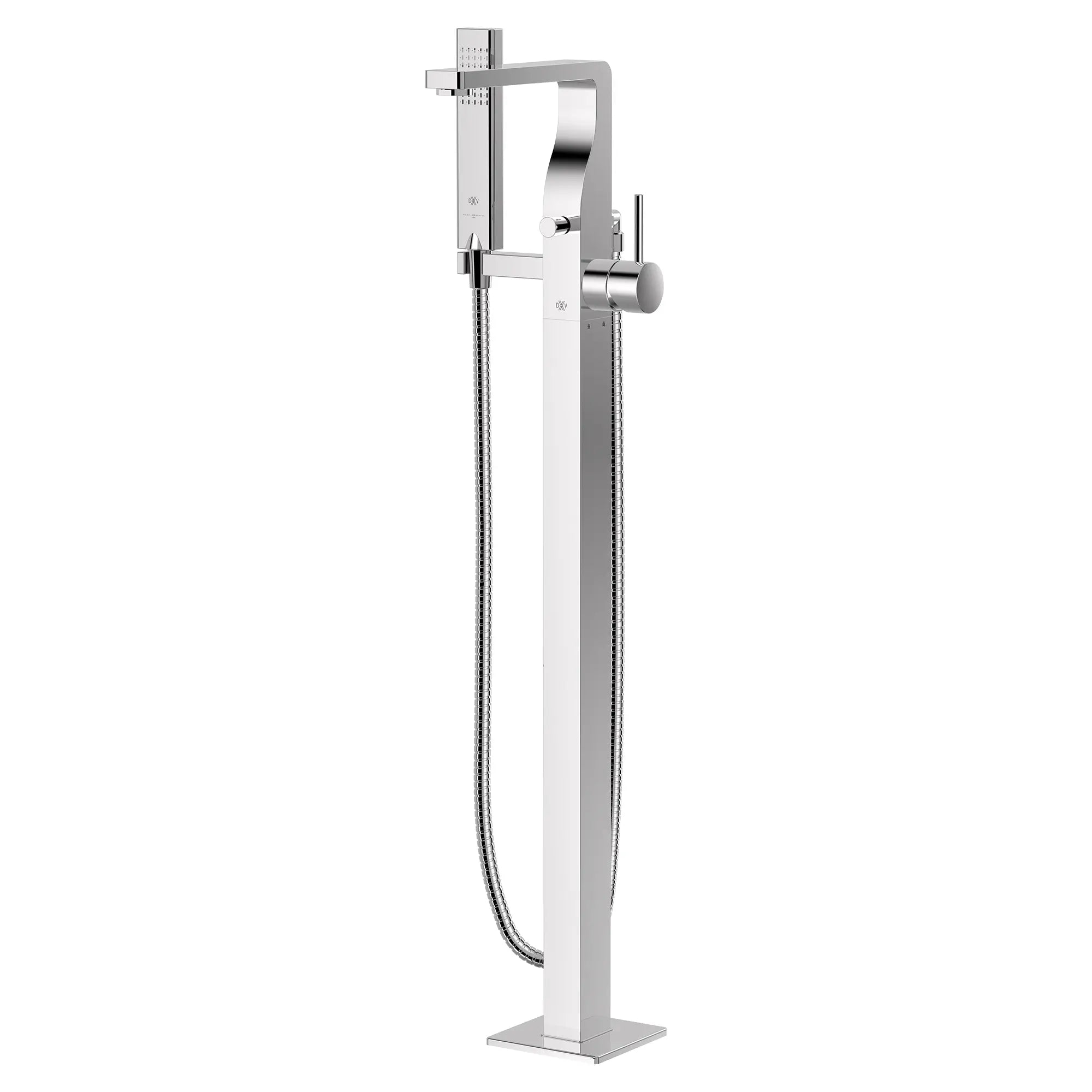 Grohe Equality Square Floor Mount Free Standing Bathtub Filler with Hand Shower - Polished Chrome