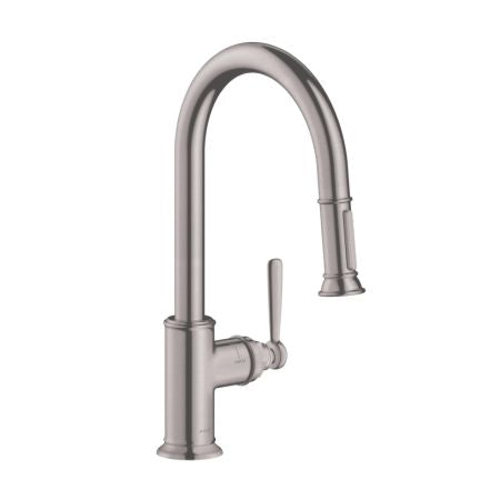 AXOR 16581801 Montreux High Arc Kitchen Faucet 2-Spray Pull-Down, 1.75 GPM in Steel Optic