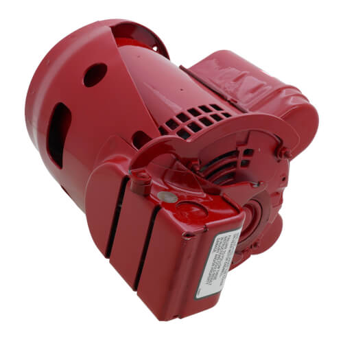 Red Bell & Gossett 1 HP recirculating pump motor with ventilation slots and mounting flange.