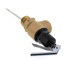 Brass T&P relief valve with black outlet cap and attached sensing tube.