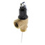 Brass temperature and pressure relief valve with black handle and adjustment screw on top.