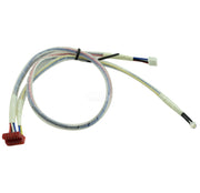 LED harness with coiled gray tubing, red connector on one end and white connector on opposite end.