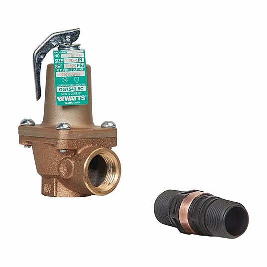 Watts 3/4" 174A Bronze Boiler Pressure Relief Valve, 100 psi, Discharge Line Flood Sensor Included - F274683