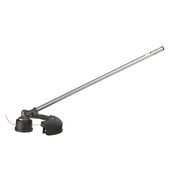 Milwaukee M18 FUEL string trimmer attachment with long shaft, cutting head, and red trimmer line.