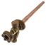Brass freezeless wall faucet with 12-inch spout and PEX crimp connection, angled downward.
