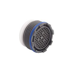 Moen aerator kit with blue stripe band and perforated disc insert.