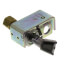 Brass and steel pilot light assembly with valve connector and adjustment screw.